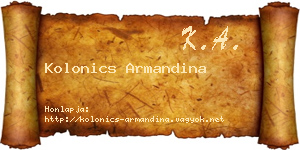 Kolonics Armandina névjegykártya